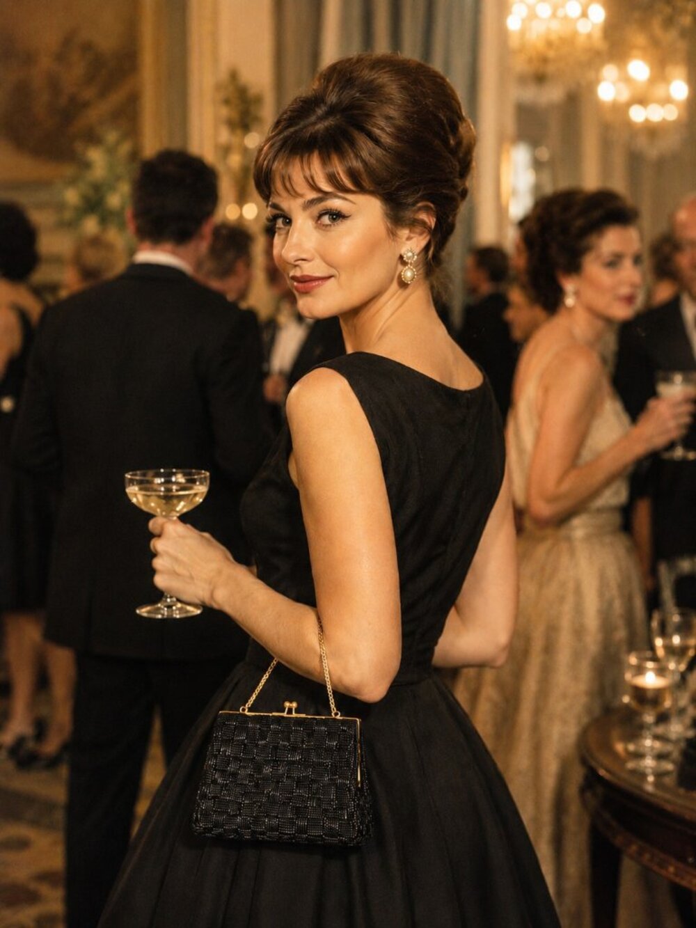 Vintage Black Beaded Evening Bag | Kiss Lock Clutch | Classic Cocktail Purse
